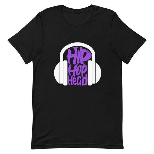 Hip Hop Head Shirt Purple Writing Black Shirt