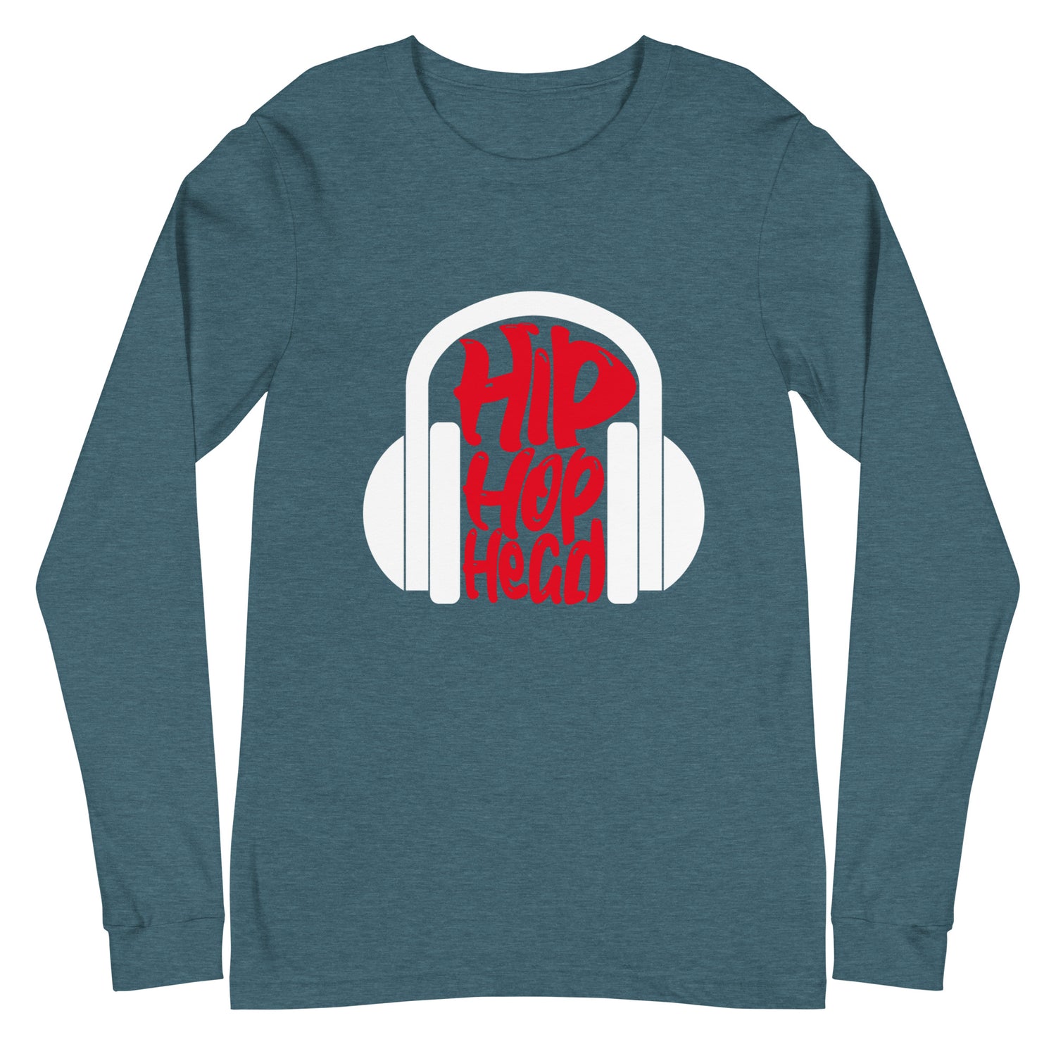 Hip Hop Head Long Sleeve Heather Deep Teal Tee