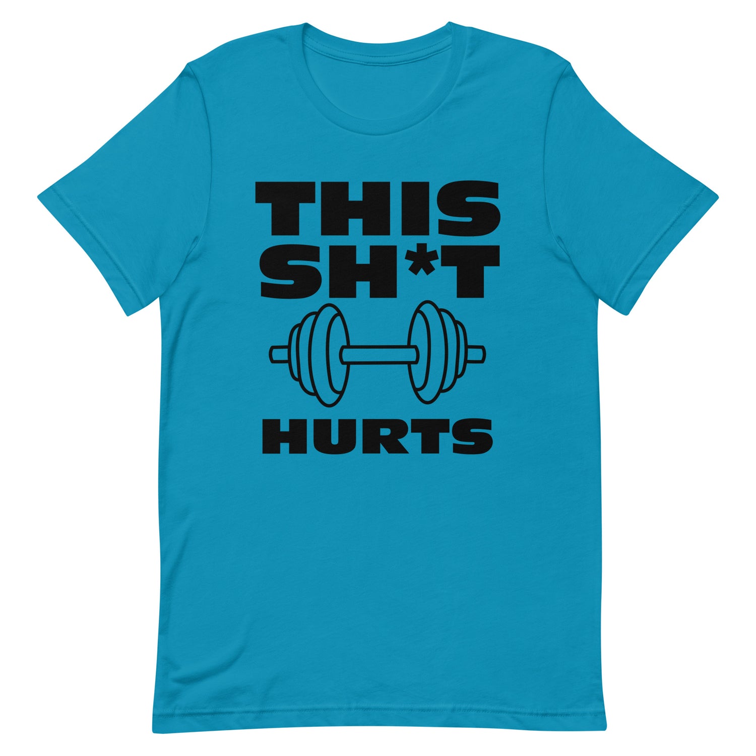 This sh*t hurts fitness graphic t-shirt aqua 